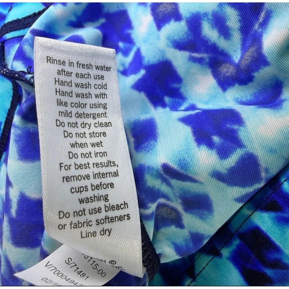 Athleta Tara Halter Tankini Swim Top Blue Tie Dye 34 B/C Tall 213115 NWT - Picture 9 of 9